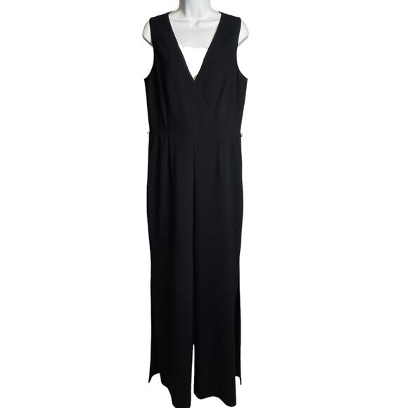 Trina Turk Black V-neck Sleeveless Flare Slit Leg Classic Evening Jumpsuit 10 - Picture 4 of 11